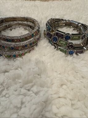 Multicolor Crystal Stretch Bracelet Set - Women Jewelry